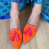 Portia | Purple Pointed Tassel Loafers