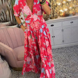 Coralie | Pink Floral Cut-Out Maxi Dress