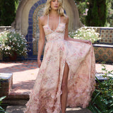 Ines | Blush Floral Halter High-Low Dress