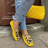 Adeline | Yellow Leopard Loafers