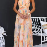 Elina | Pastel Floral Halter Midi Dress