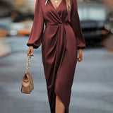Genevieve | Burgundy Wrap Midi Dress