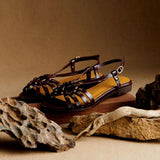 Ondine | Brown Floral Cut-Out Sandals