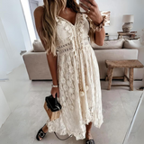 Raelene | Ivory Lace V-Neck Dress