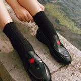 Sunny | Black Heart Penny Loafers