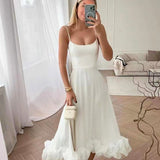 Elise | Pink Ruffle-Hem Strap Dress