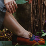 Elowen | Orange Leopard Fringe Loafers