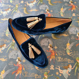Celestia | Navy White-Tassel Loafers