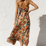 Eli | Orange Abstract Twist-Front Dress
