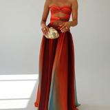 Lilac | Orange Ombre Cut-Out Maxi Dress