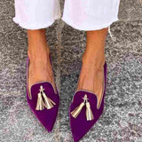 Portia | Purple Pointed Tassel Loafers