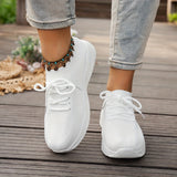Blanche | White Knit Lace-Up Sneakers