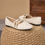 Sonja | Cream Tweed Double-Strap Flats