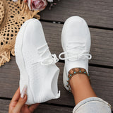 Blanche | White Knit Lace-Up Sneakers