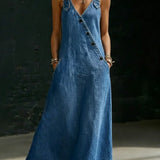 Elena | Denim Overall Dress with Button Placket