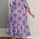 Molly | Cream Mosaic-Print Maxi Dress