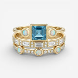 Ocean - Vintage Blue Crystal Ring Set
