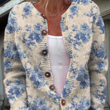 Xanthe | Beige Blue-Floral Cardigan