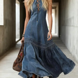 Amélie | Denim Maxi Skirt with Tie Detail