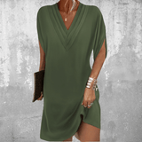 Minetta | Olive Draped V-Neck Dress