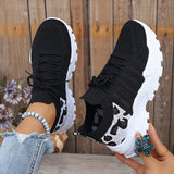 Mila | White Leopard-Trim Sneakers