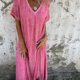 Isabelle | Blue Relaxed V-Neck Maxi Dress