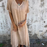 Isabelle | Blue Relaxed V-Neck Maxi Dress