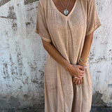 Isabelle | Blue Relaxed V-Neck Maxi Dress