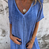 Isabelle | Blue Relaxed V-Neck Maxi Dress