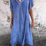 Isabelle | Blue Relaxed V-Neck Maxi Dress