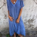 Isabelle | Blue Relaxed V-Neck Maxi Dress