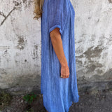Isabelle | Blue Relaxed V-Neck Maxi Dress