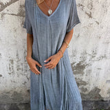 Isabelle | Blue Relaxed V-Neck Maxi Dress