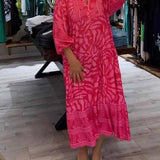 Carmilla | Blue Leaf-Print Maxi Dress