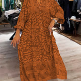 Carmilla | Blue Leaf-Print Maxi Dress
