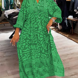 Carmilla | Blue Leaf-Print Maxi Dress
