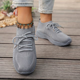 Blanche | White Knit Lace-Up Sneakers