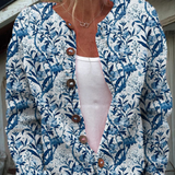 Fiona | Blue Botanical Button Cardigan