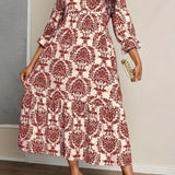Molly | Cream Mosaic-Print Maxi Dress