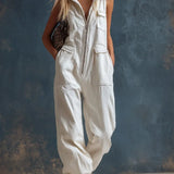 Madeleine | Sleeveless White Denim Jumpsuit
