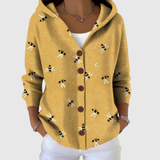 Jasmine | Mustard Bee-Print Cardigan