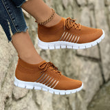 Emmeline | Pink Knit Lace-Up Sneakers