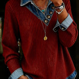 Estelle | Denim Sweatshirt in Aztec Patchwork Look
