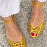 Isadora | Gold Woven Slingback Sandals