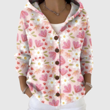 Heidi | Pink Bunny-Print Hooded Cardigan