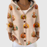 Gemma | Beige Pumpkin-Print Cardigan