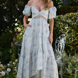 Amelie | Blush Floral Cut-Out Maxi Dress