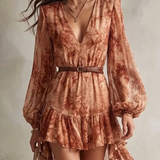 Talia | Terracotta Floral High-Low Dress