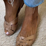 Serafina | Brown Woven Flat Sandals