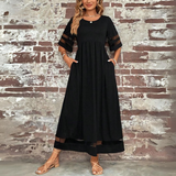 Nadia | Black Sheer-Sleeve Maxi Dress